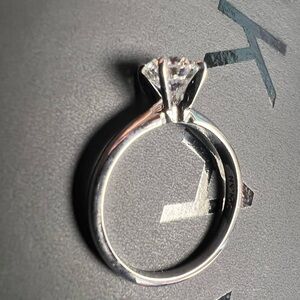 Full carat, genuine diamond, 14k white gold engagement ring